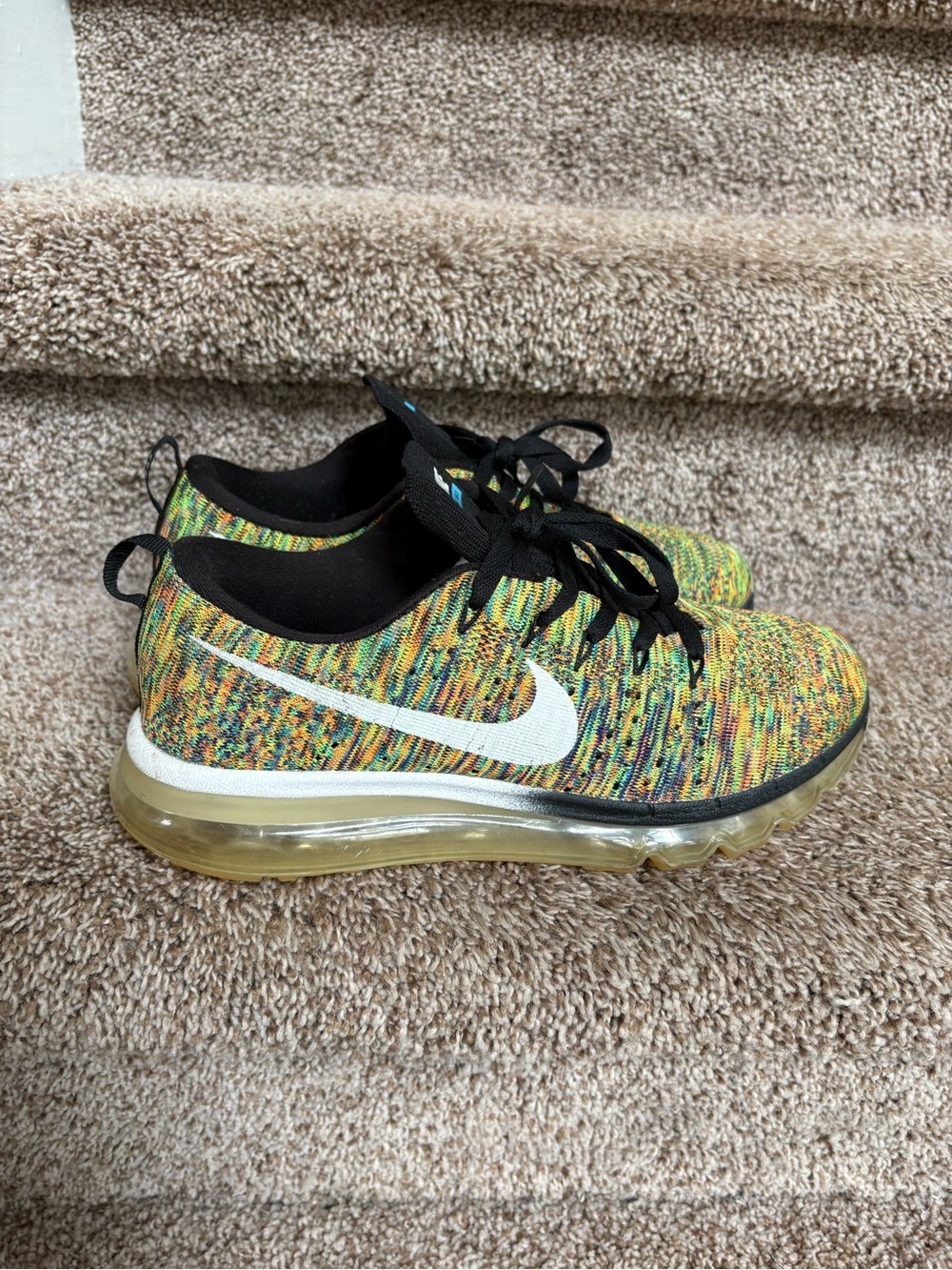 Nike Multicolored Multicolor Fly Knit Max Running Shoes with White Swoosh